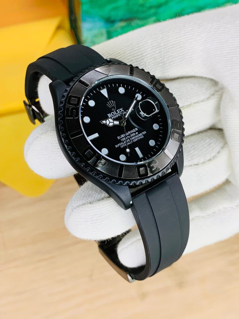 ROLEX YATCH MASTER WITH BOX | GENT'S COLLECTION | BIG SIZE CASE | RUBBER STRAP | BRASS CASE | WITH-DATE | AVAILABLE IN DIFFERENT COLOURS |