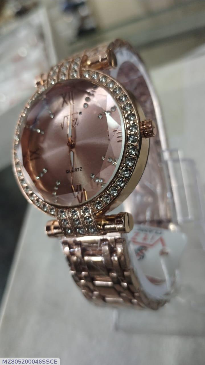 Stylish Women's Quartz Watch | 1pc Water Resistant Chain | Time Piece in Pink |