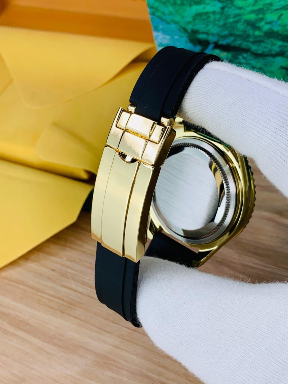 ROLEX YATCH MASTER WITH BOX | GENT'S COLLECTION | BIG SIZE CASE | RUBBER STRAP | BRASS CASE | WITH-DATE | AVAILABLE IN DIFFERENT COLOURS |