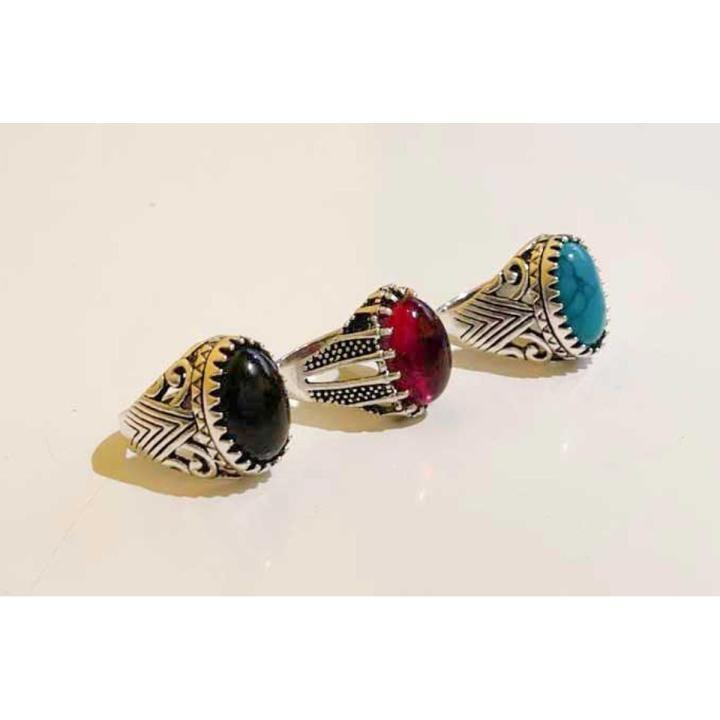 Turkish Design | Fashion Stone Rings | For Men's | Pack of 3 |