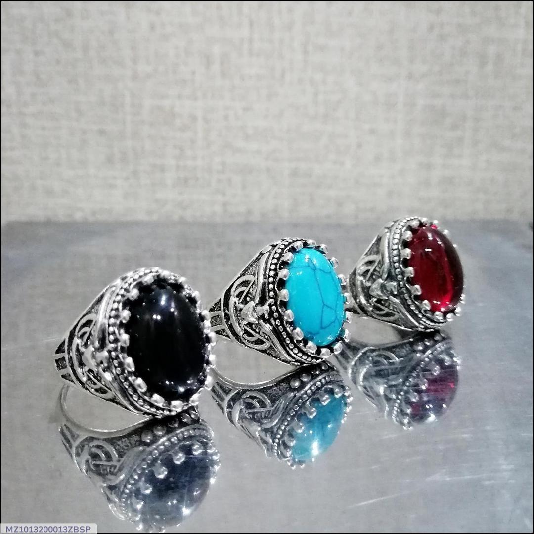 Turkish Design | Fashion Stone Rings | For Men's | Pack of 3 |
