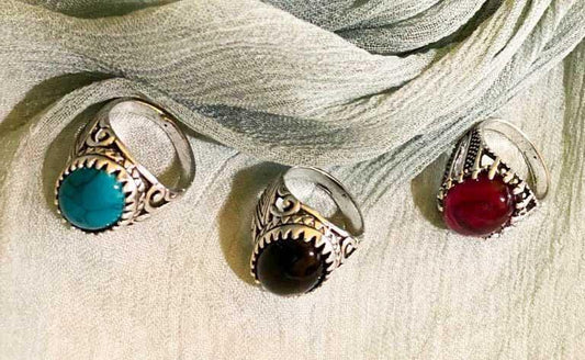 Turkish Design | Fashion Stone Rings | For Men's | Pack of 3 |