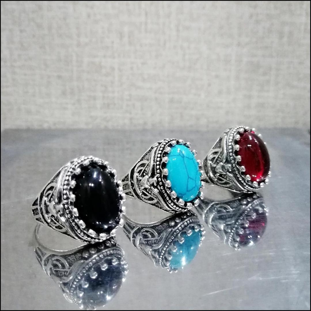 Turkish Design | Fashion Stone Rings | For Men's | Pack of 3 |