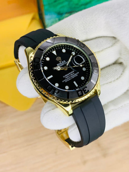 ROLEX YATCH MASTER WITH BOX | GENT'S COLLECTION | BIG SIZE CASE | RUBBER STRAP | BRASS CASE | WITH-DATE | AVAILABLE IN DIFFERENT COLOURS |